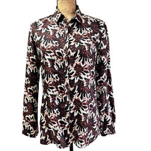 ETRO Women’ Silk Shirt SZ 42 Floral Button Up Long Sleeve Blouse Made in Italy